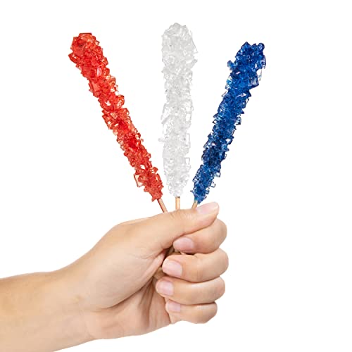 Usa Rock Candy Crystal Sticks -Red, White, Blue - 36 Indiv. Wrapped #TOP1
