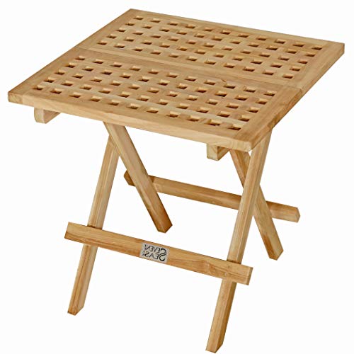 Seven Seas Teak Square Outdoor Patio Folding Picnic Table, Made from Solid Teak Wood
