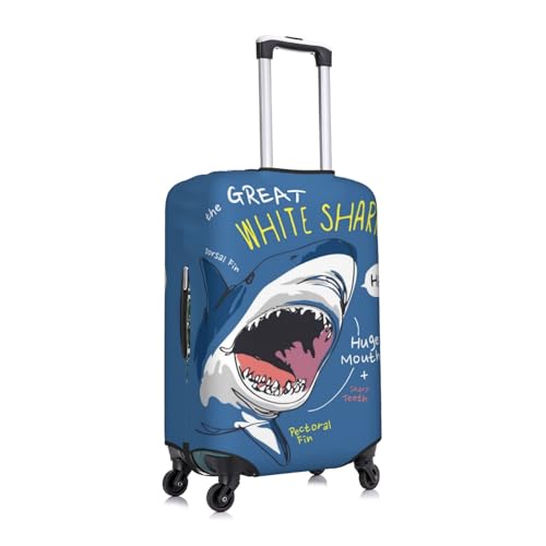 Great White Shark Luggage Cover Protector Anti-Scratch Washable Fits 18-32 Inch Luggage-Small3
