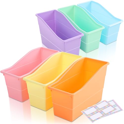 Blosssound 6 Set Book Bins for Classroom with Label Sticker Book ...