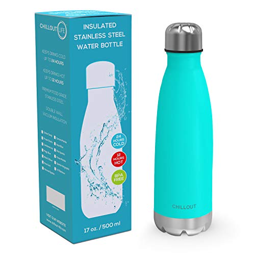 Image of CHILLOUT LIFE 17oz Insulated Stainless Steel Water Bottle, Leak Proof