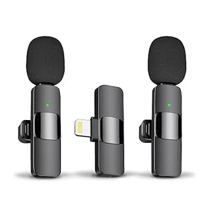 Wireless Lavalier Lapel Microphone for iPhone – iPad Cordless Omnidirectional Condenser Recording Professional Mic for Interview Video Podcast Vlog YouTube