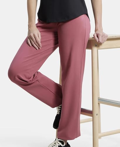 Image of Jockey 1302 Women's Super Combed Cotton Elastane Stretch Relaxed Fit Trackpants with Side Pockets