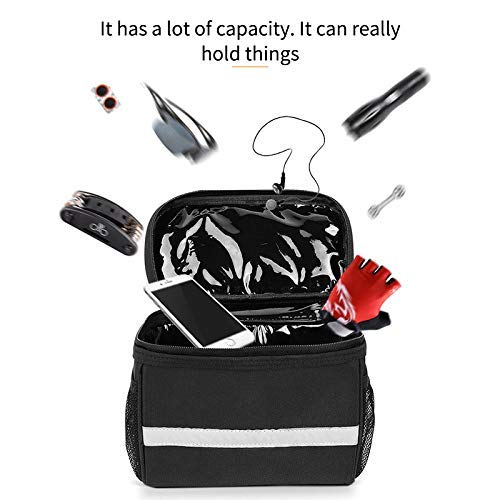 Youool Bolsa de Manillar de Bicicletas de Carretera y de Montaña para Ciclismo,con Tira Reflectante MTB Bicicleta Bolsa Delantera Cesta,Accesorios Bicicletas montaña