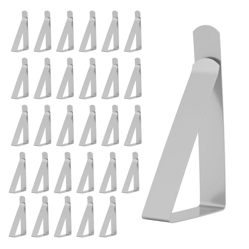 EceoThsy Set De 30 Pinzas para Mantel De Acero Inoxidable, para Uso Interior Y Exterior, Picnics, Fiestas, Bodas, Cenas Y Escuelas, Clips Resistentes Y Versátiles Pinzas Sujeta Manteles