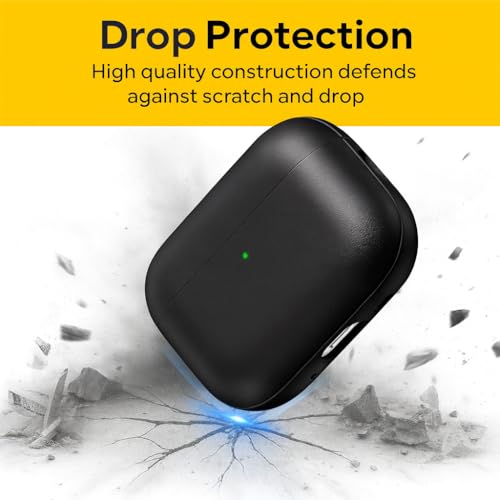 Image of Hybrid Vegan Leather TPU Case Cover for Apple Airpods Pro 3 (2025), with Lanyard (Leather Suede Black)