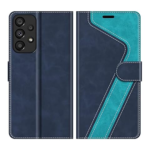 MOBESV Samsung Galaxy A53 5G Case, Phone Case For Samsung Galaxy A53 5G, Samsung Galaxy A53 5G Phone Cover, Flip Wallet Case for Samsung Galaxy A53 5G Phone Case, Dark Blue/Light Blue Cover