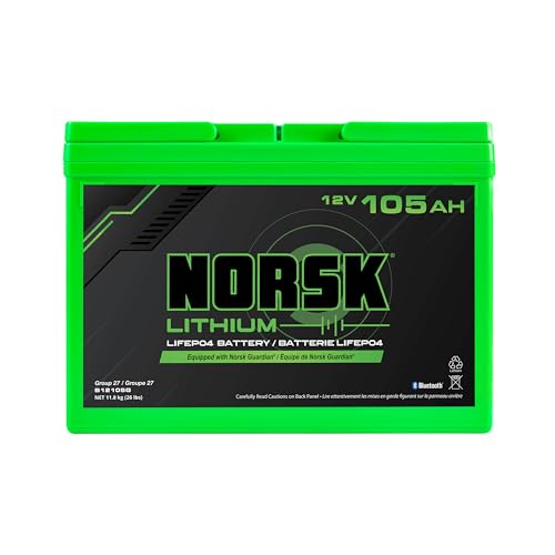 Norsk Lithium 12V 105Ah LiFEPO4 Deep Cycle Marine Lithium Battery | Bluetooth | Deep Sleep | IP67 Waterproof | 10+2 Year Warranty