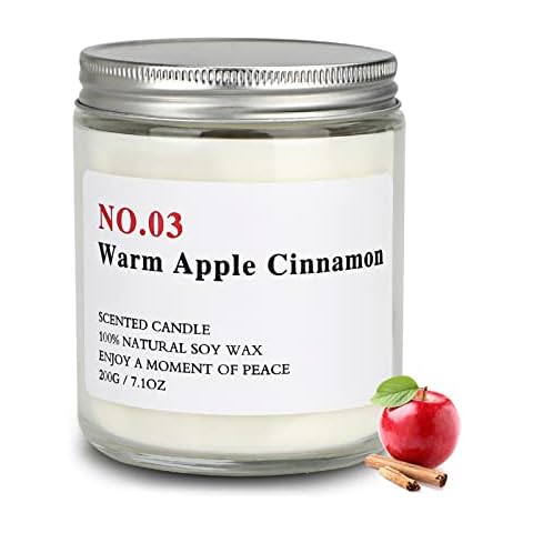 Scented Candles Gifts for Women, 7Oz Apple Cinnamon Candles Soy Wax Candle Set, Aromatherapy Candles for Home Scented Valentine's Day Gifts for Her, Birthday Gifts for Mom Large Candles Cover