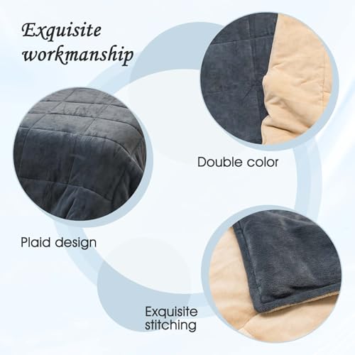 ele ELEOPTION Twin Size Comforter Set 3pcs Winter Autumn Super Soft Fuzzy Bedding Sets with Fleece Warm Comforters (60x80 inches) and 2 Pillowcases (20x28 inches) for Bedroom Dark Gray/Camel - Image 6