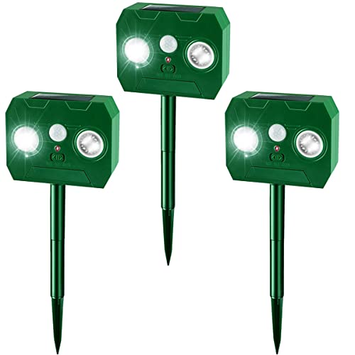 Ahuyentador de gatos para jardín, repelente de gatos, ultrasónico, solar ultrasónico, ahuyentador de animales, ahuyentador de gatos para exteriores, gatos, ahuyentador solar de topos, 3 unidades Cover