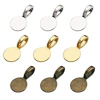 Craftdady 60Pcs 3 Colori Colla Sul Pendente Bails 18x10mm Piatto Rotondo Pad Connettore Fascino Appendini per Gioielli Collana Fare