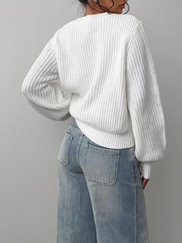 ZAFUL Women's Cropped Turtleneck Sweater Lantern Sleeve Ribbed Knit Pullover Sweater Jumper - Image 3