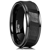King Will HAMMER 8mm Black Tungsten Carbide Ring Hammered Brushed Mens Wedding Band Comfort Fit (11)