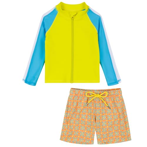 Image of SwimZip Boys' Long Sleeve Rash Guard & Swim Shorts Set - UPF 50+ Sun Protection