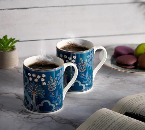 Image of India Circus by Krsnaa Mehta Oceanic Opulence Coffee Mug | Tea Cup with Handles | Dishwasher Safe | Designer Multicolor, Set of 2, 360mL Each