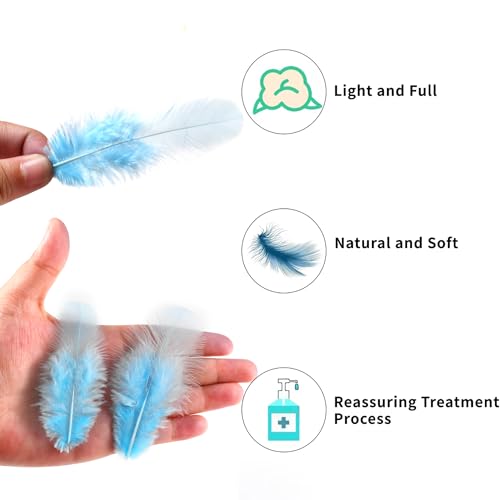 image for Soarer Light Blue Craft Feathers Bulk - 300pcs 3-5inch Natural Feather
