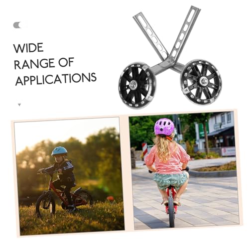 Ruedas de entrenamiento para bicicleta con luces LED, ruedas auxiliares resistentes al desgaste y reemplazables, estabilizador negro para bicicletas de principiantes y niños miniatura 3