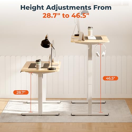 Image of Adjustable Stand Up Desk with Memory Preset, 55 x 24 Inch Standing Desks Electric Desk for Home Office with Splice Board (Maple)