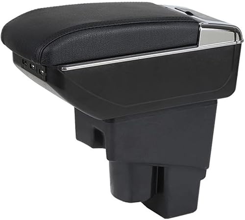 SZSS-CAR Caja de almacenamiento de reposabrazos de cuero para consola central de automóvil Honda Fit Jazz Hatchback 2005 2006 2007 2008 (costuras