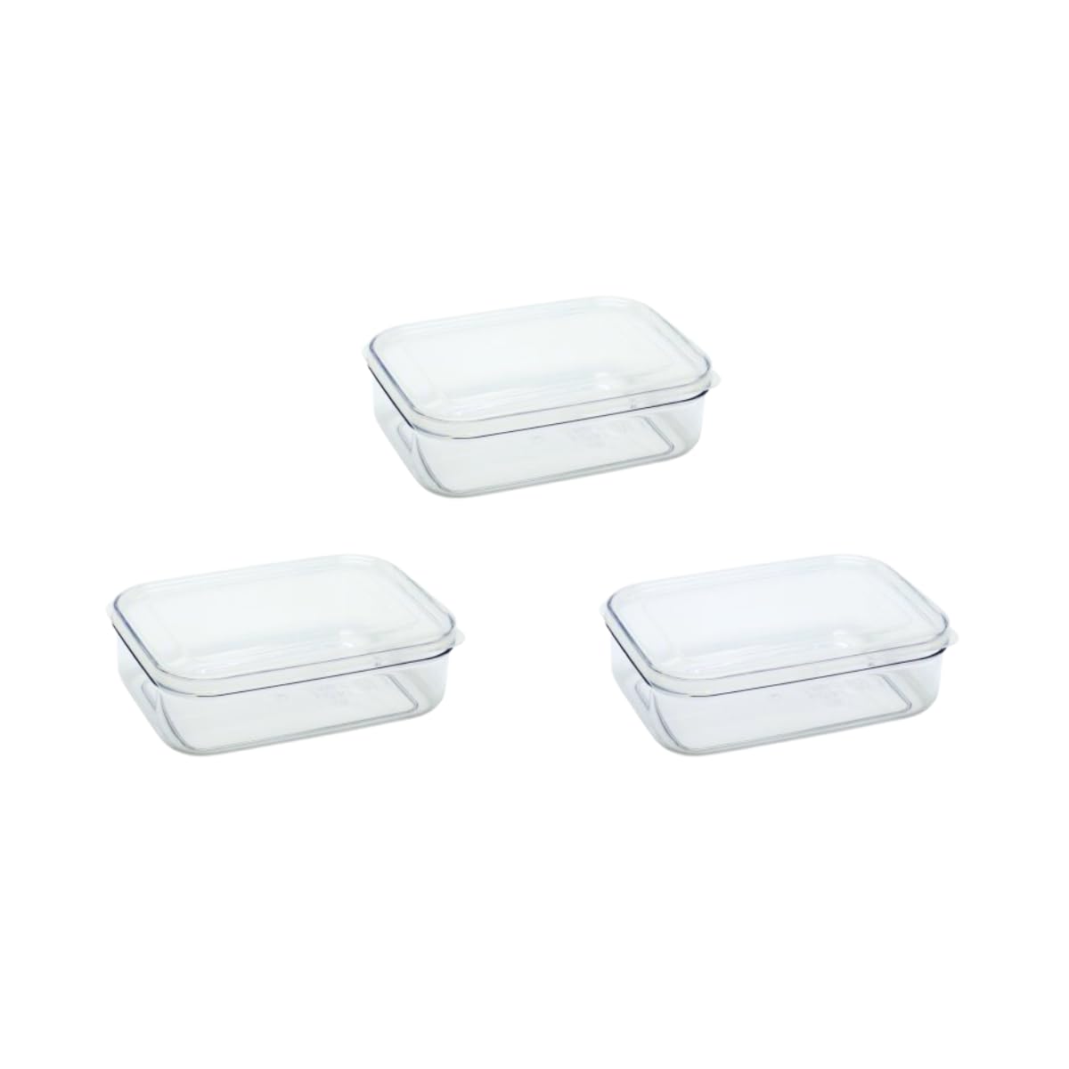 LustrowareAirtight Food Storage Container Set of 3, Micro Clear BPA Free Shatterproof Canister with Lid, Dishwasher Microwave Safe, Fridge Pantry Refrigerator Organizer, Made in Japan (1.0 qt, 32oz)