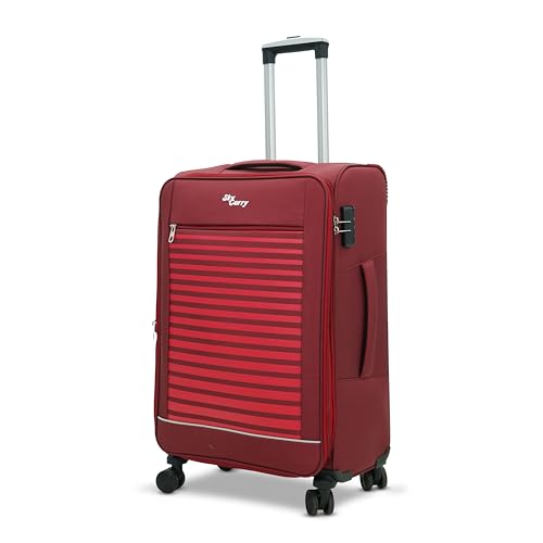 Image of Stripe On Expandable Trolley Bag | Telescopic Handle | Expandable & Anti-Theft, 360 Dual Spinner Wheels, Aviation Grade Aluminium Handle, Durable Twill Material