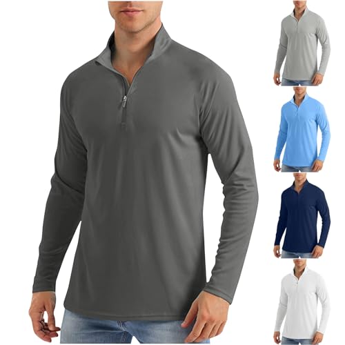 Sun Protection Shirts for Men Quarter Zip Long Sleeve Athletic Shirt for Fishing, Camping, Hiking Surfing