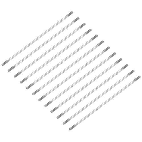 Image of sourcing map 12 Pcs Silver Pushrod Connector Linkage, M3 Threaded Rod 304 Stainless Steel Double End RC Servo Push Rods for RC Airplane Car Boat Helicopter DIY Model Parts, 150mm/5.91"