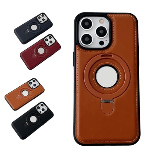 Étui de luxe en cuir pour iPhone 12 Pro avec support invisible marron
