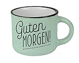 Taza de café de cerámica para regalar, diseño vintage Buenas mañanas. verde