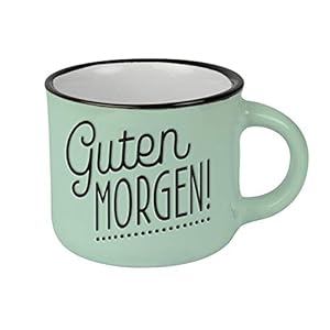 Espressobeker vintage | mini keramische mok om cadeau te geven | 95 ml | Guten Morgen, 61284, groen