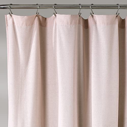 Image of Lush Decor Linen Button Shower Curtain, 72 inch W x 72 inch L, Blush & Off White - Pink Bathroom Curtain - Fabric Shower Curtains - Farmhouse Bathroom Decor