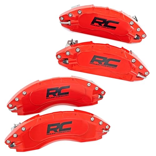 Rough Country Brake Caliper Covers for Toyota Tacoma (2024-2025) TRD Sport/TRD Off Road/Limited/TRD Pro - Red Corrosion Resistant Finish, Aluminum Front & Rear Brake Caliper Cover (Set of 4)