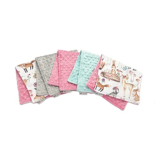 Baby Girl Baby Girl Burp Cloth Set of 5 { Sweet Darlings } Woodland Animal Friends2