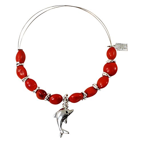 Image of EVELYN BROOKS Adjustable Bangle Bracelet (Multiple Charm Styles) for Women-w /Meaningful Good Luck Seed Beads - Handmade Jewelry | Great Gifts for Teen Girl Gifts & Great Addition to Girls Jewelry