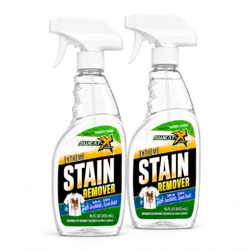 SWEAT X Extreme Stain Remover Spray for Clothes - Professional Laundry Stain Remover Spray for Performance Fabrics & Activewear - Powerful Stain Treater & Spot Remover for Clothes - 16 oz (2 Bottles)