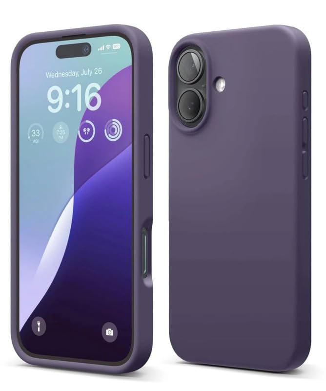 Image of Premium Liquid Silicone Case for iPhone 16 Plus - Slim Full Body Protective Back Cover with Soft Microfiber Lining, Anti-Slip Grip Scratch Resistant Phone Case (Deep Purple)