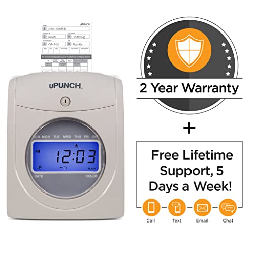 Upunch Calculating Time Clock Bundle With 200 Cards, 3 Ribbons, 2 Time Card Racks, & 2 Keys (Hn4500) #TOP1