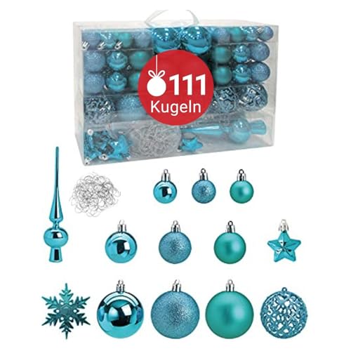 WOMA Christbaumkugeln Set Türkis & 19 weiteren Farben - 111er...