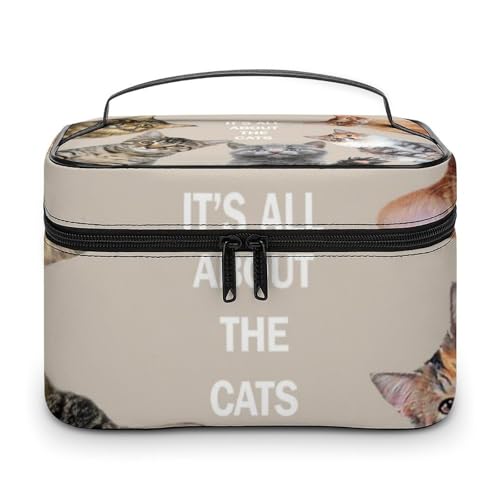 メイクボックス コスメ収納 大容量 かわいい 猫柄 It's All About The Cats 化粧ポーチ 化粧品入れ メイク収納ケース 軽量 持ち運び アクセサリー 小物入れ おしゃれ 旅行 出張用 プレゼント