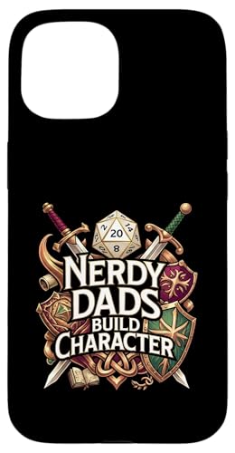 Nerdy Dads Build Character Funny RPG Dice Tabletop Gamer �X�}�z�P�[�X iPhone 15 �p