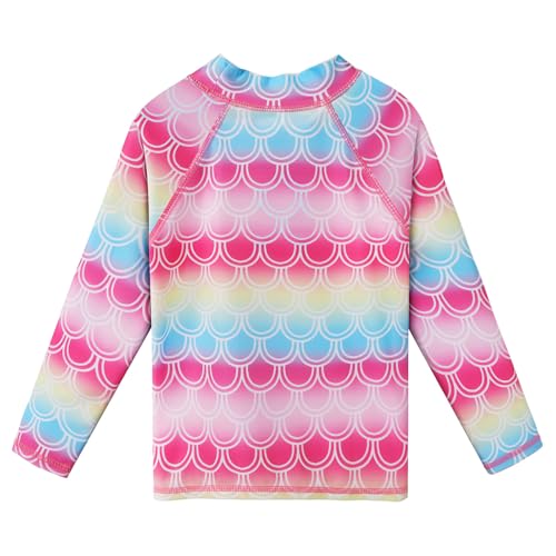Image of Girls Two Piece Swimsuit Long Sleeve Floral Bathing Suit UPF 50+ Summer Beach Swimwear