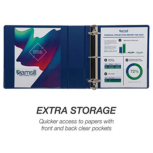 Image of Samsill Durable 3 inch 3 Ring Binder, D Ring Binder, 100% Recycled Chipboard, Blue, 12 Pack
