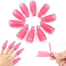 Kit Removedor de Esmalte em Gel, 10 Dedeiras Plásticas, Rosa