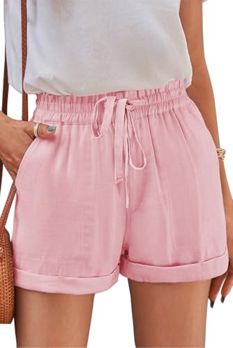Image of YOCUR Womens Lightweight Shorts Casual Baggy Trendy Hot Pants Elastic Waist Drawstring Comfy Shorts