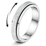 Diamday Anillo Antiestres Mujer Hombre Anillo Giratorio Antiansiedad Anxiety Fidget Ring Anillos Acero Inoxidable Arenado con Purpurina Giratorio Anillos Antiestres Mujer Antiansiedad Joyería