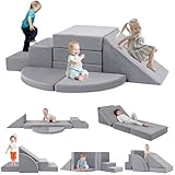 Tykacna Foam Climbing Blocks for Toddlers 1-3, Safety First Baby Climbing Blocks Indoor,Soft Play Set for Infant, Ideal Climbing Toys for 1 Year Old for Baby Gym/Toddler Playground（Grey