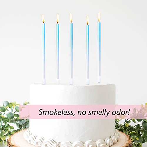 24-Count Gradient Blue Birthday Candles, Metallic Cake Candle For Birthday Party, Celebration, Wedding, Ice Blue Birthday Cake Cupcake Decorations #TOP2