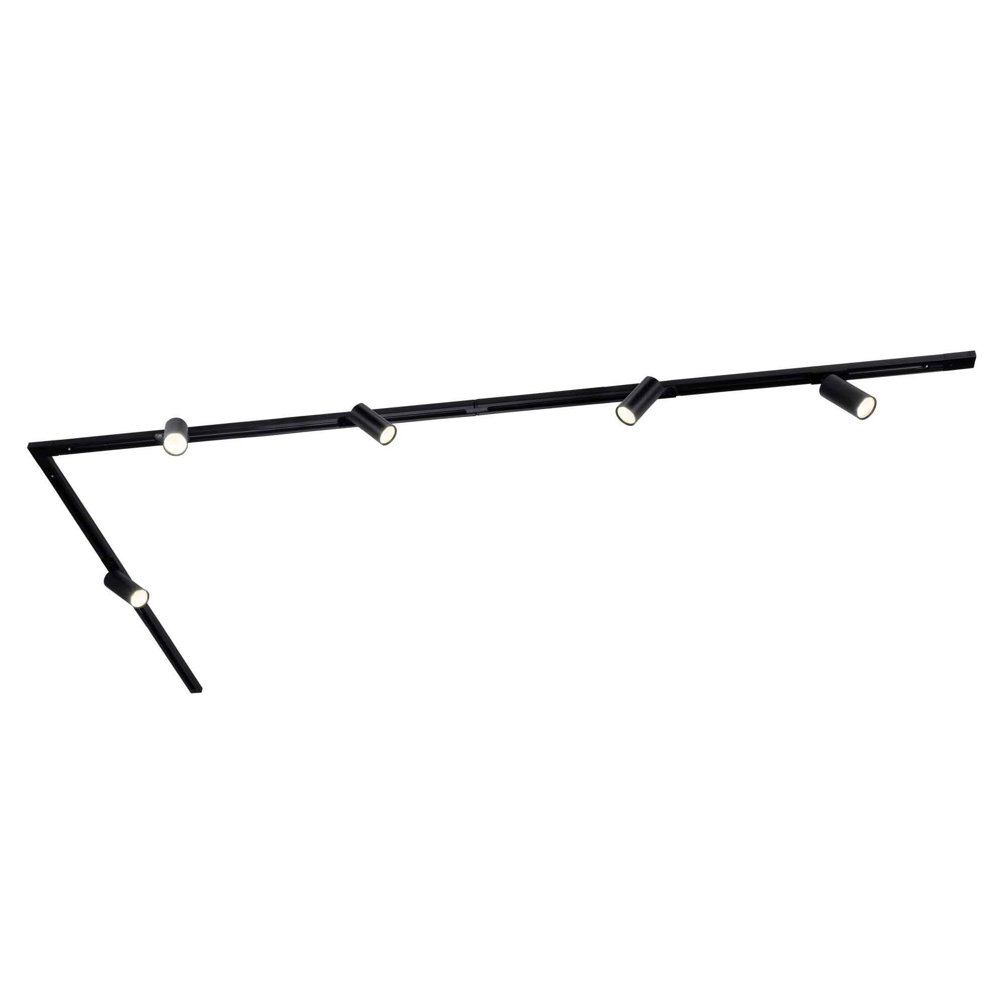 Ledvion - Schienensystem lampen, 3m, 1-Phasen, ohne GU10 Leuchtmittel, Schwarz, 5-flammig Spot, spotlight, deckenspot, deckenstrahler, strahler lampe