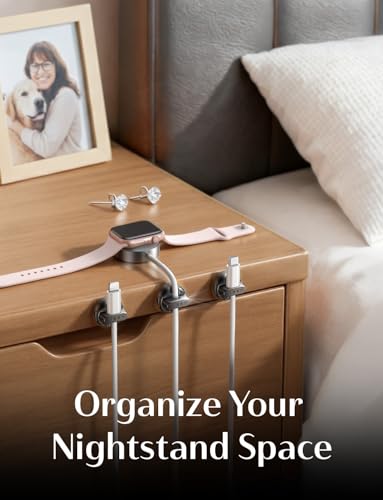 Organizador Magnético para Cables de Carga LISEN, paquete de 8 unidades, soporte con adhesivo fuerte, clips para gestión de cables para mesita de noche, escritorio, hogar, oficina y auto miniatura 3